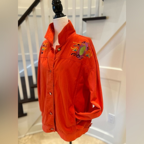 90's Unique Orange Graphic Jacket by IB Diffusion Size 14 - Picture 10 of 14